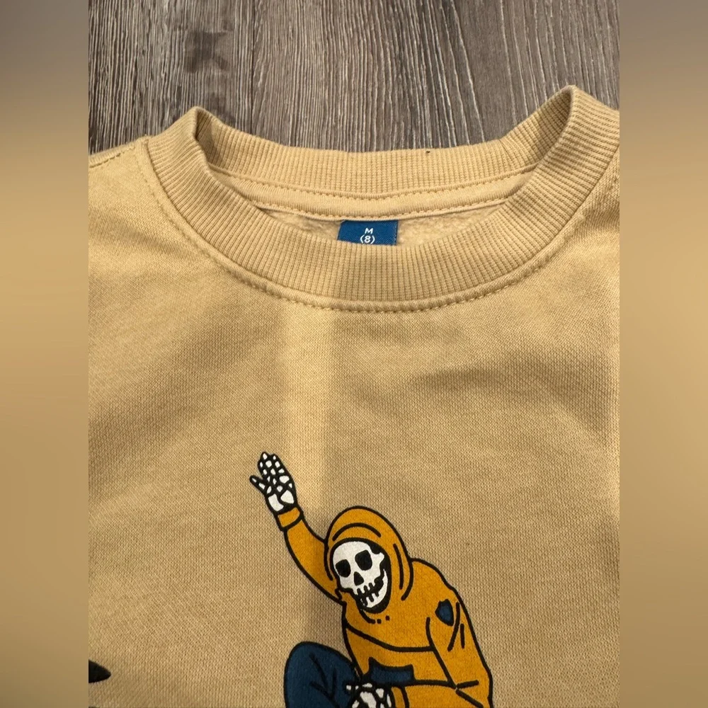 Old Navy Kids Skeleton Crew Sweatshirt Skateboard Graphic | Sizes 6/7 & 8 Youth